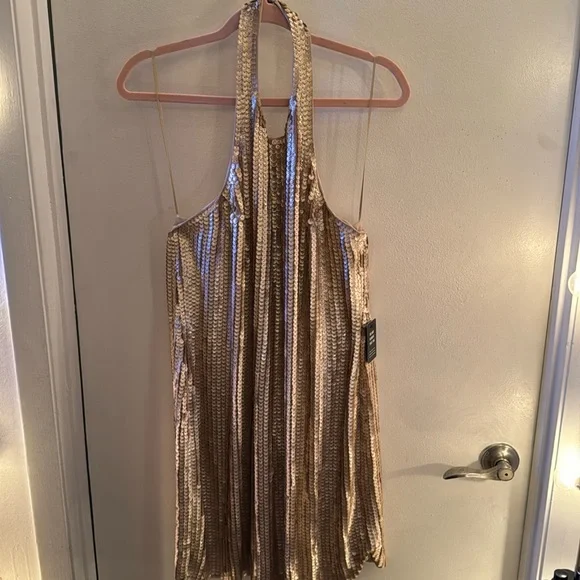 Express | Dresses | Stunning Muted Gold Sequined Halter Mini Dress From  Express Nwt | Poshmark